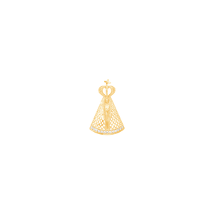 Pingente Nossa Senhora com Zircônias em Ouro 18K - AU14461