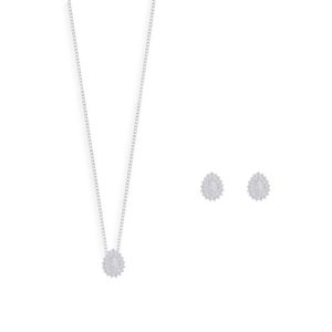 Conjunto Gota Zircônia White em Prata 925 - PL24604