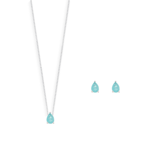 Conjunto Gota Zircônia Tumalina em Prata 925 - PL24603