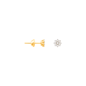 Brinco Pavê Flor com Diamentes em Ouro 18K - AU14463