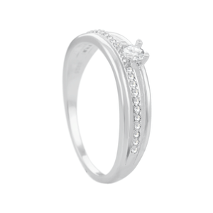 Anel Aro Triplo Liso e Zircônias em Prata 925 - PL23951
