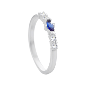 Anel Zircônia Central Azul em Prata 925 - PL23949