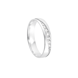 Aliança Feminina 4MM Anatômica Zircônias em Prata 925 - PL24595