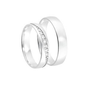 Aliança Feminina 4MM Anatômica Zircônias em Prata 925 - PL24595