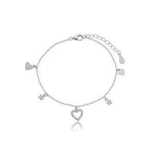 Pulseira Coração Cravejado em Prata 925 - PL24625