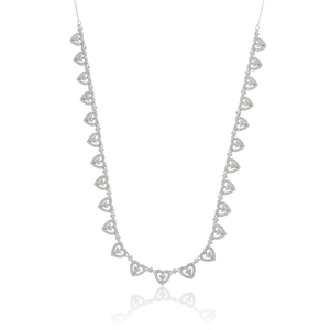 Colar Corações com Zircônias em Prata 925 - PL24702