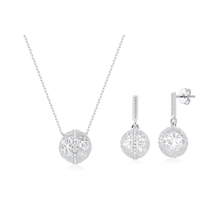 Conjunto Bola 3D com Zircônias em Prata 925 - PL24710