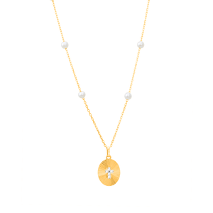 Colar Cruz com Diamantes e Pérolas em Ouro 18K - AU14470