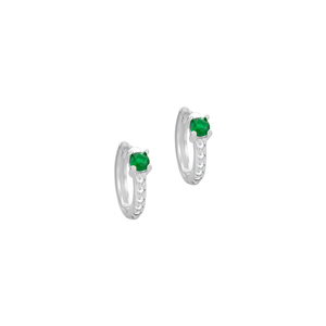 Brinco Argola com Zircônia Verde em Prata 925 - PL24153