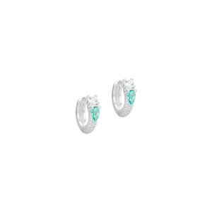 Argola com Gota Zircônia Turmalina em Prata 925 - PL24156