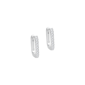 Argola Retangular com Zircônias em Prata 925 - PL24151