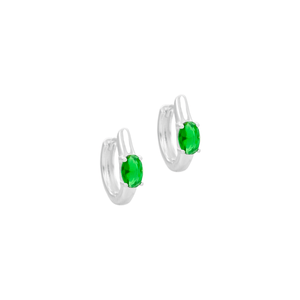 Brinco Argola com Zircônia Verde em Prata 925 - PL24155
