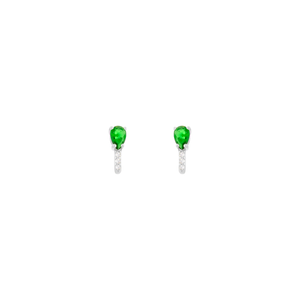 Brinco Gota com Zircônia Verde e Cravejado em Prata 925 - PL24186