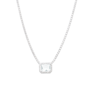 Colar Riviera com Retângulo Cristal em Prata 925 - PL24705