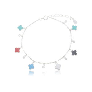 Pulseira Trevo Mix Color em Prata 925 - PL24740
