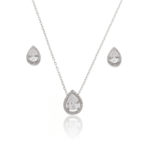 Conjunto Gota com Zircônias em Prata 925 - PL24747