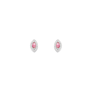 Brinco Navete Zircônia Rosa em Prata 925 - PL24187