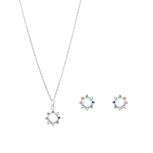 Conjunto Sol com Zircônias em Prata 925 - PL24751