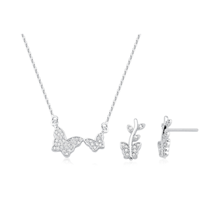 Conjunto Borboletas com Zircônias em Prata 925 - PL24764