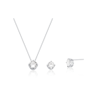Conjunto Ponto de Luz com Zircônia em Prata 925 - PL24746