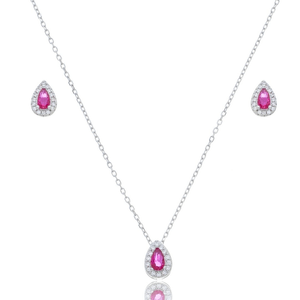 Conjunto Gota com Zircônia em Prata 925 - PL24763