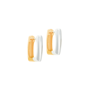 Argola Retangular Bicolor em Ouro 18K - AU14579