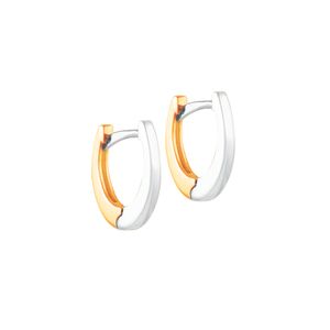 Argola Oval Bicolor em Ouro 18K - AU14580