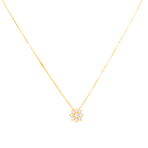 Colar Flor com Brilhantes em Ouro 18K - AU14415