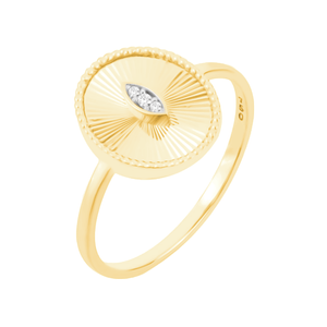 Anel Oval com Diamantes em Ouro 18K - AU14435