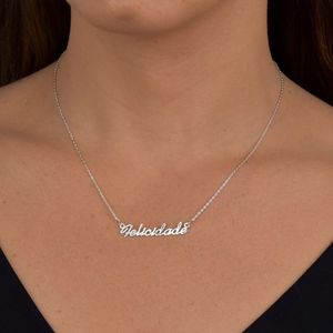Colar Manuscrito Felicidade em Prata 925 - PL24777