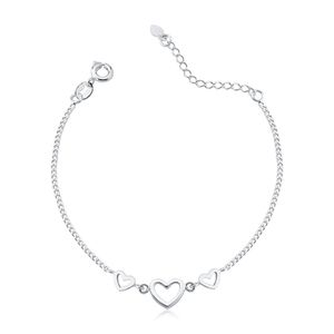 Pulseira Três Corações Vazados em Prata 925 - PL24782