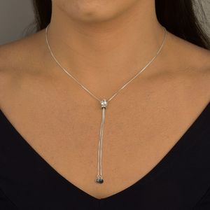 Colar Gravata com Zircônias White em Prata 925 - PL24787