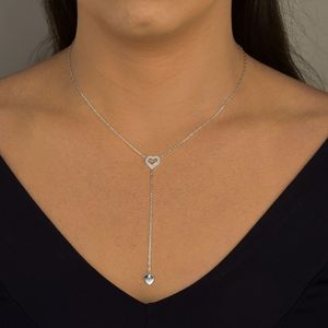 Colar Coração Gravata em Prata 925 - PL24792