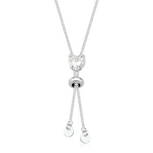 Colar Gravata Coração Zircônias White em Prata 925 - PL24788