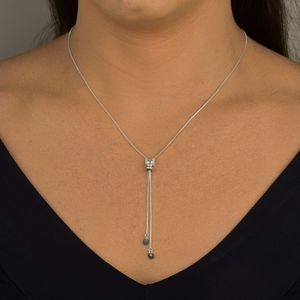 Colar Gravata Coração Zircônias White em Prata 925 - PL24788