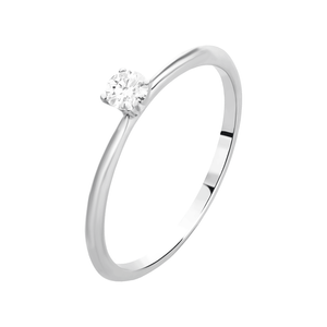 Anel Solitário com Diamantes em Ouro Branco 18K - AU14482