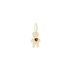 Pingente Menino Coração Safira e Diamantes em Ouro 18K - AU14477