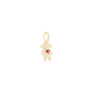 Pingente Menina Coração com Rubi e Diamantes em Ouro 18K - AU14478