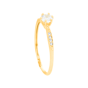 Anel Solitário com Zircônias em Ouro 18K - AU14492