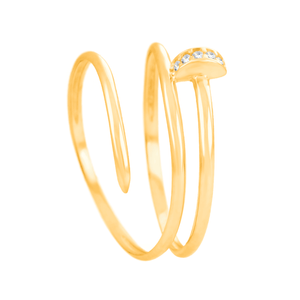 Anel Prego 3 Voltas com Zircônias em Ouro 18K - AU14491