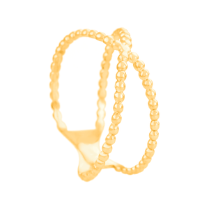 Anel Aro Trançado Bolinhas em Ouro 18K - AU14496