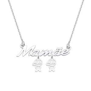 Colar Mamãe com Dois Meninos em Prata 925 - PL24824