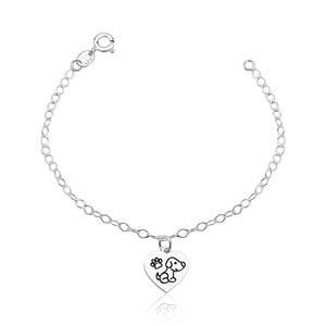 Pulseira Coração Cachorro em Prata 925 - PL24835