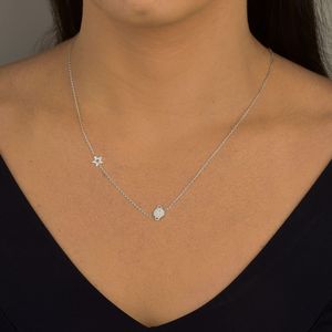 Cola Saturno e Estrela em Prata 925 - PL24805