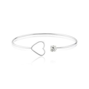 Bracelete Coração e Zircônia em Prata 925 - PL24855