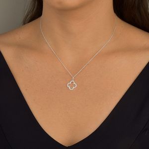 Colar Trevo Vazado Cravejado em Prata 925 - PL24862