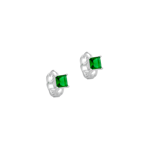 Brinco Argola com Zircônia Verde em Prata 925 - PL24154