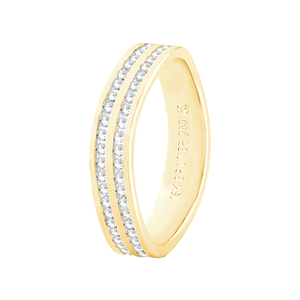Aliança Feminina 4MM Sinuosa com Diamantes em Ouro 18K - AU14523