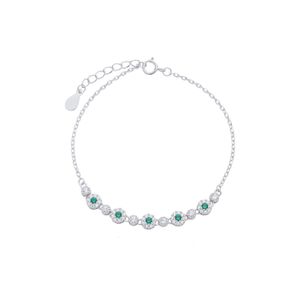 Pulseira Florzinhas Zircônias Verdes em Prata 925 - PL24691