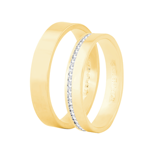 Par Alianças 4MM Diamantes Anatômica em Ouro 18K - AU14513